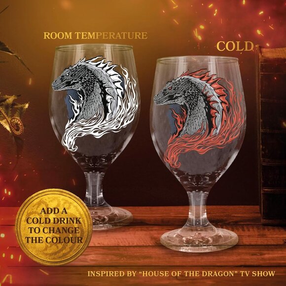 NEW Paladone House Of The Dragon Color Change Glass Goblet (350ml) - Picture 2 of 10